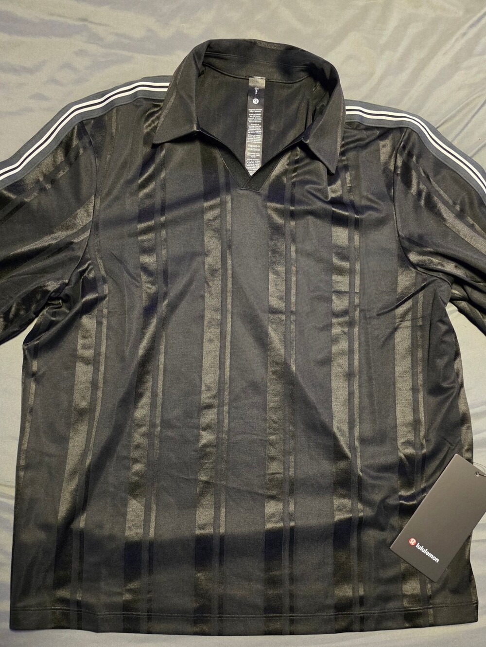 Lululemon Knit Stripe Rugby Shirt Size S Black New